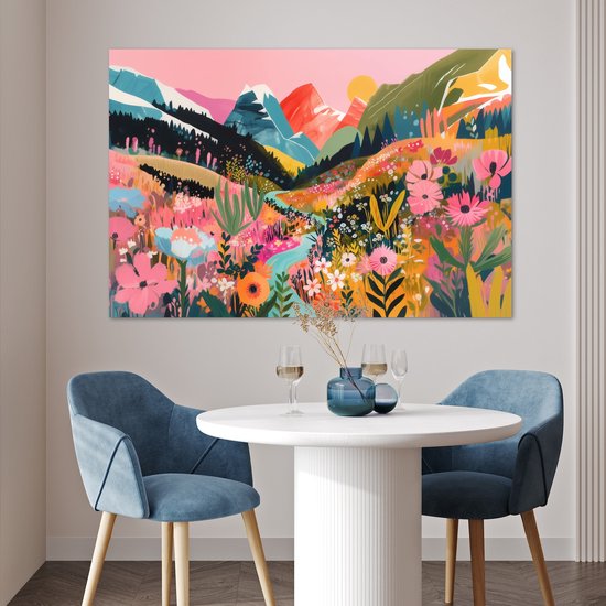 Affiche 120x80 cm - Rivière - Profondeur - Fleurs - Posters - Décoration chambre - Décoration murale salon - Décoration murale chambre