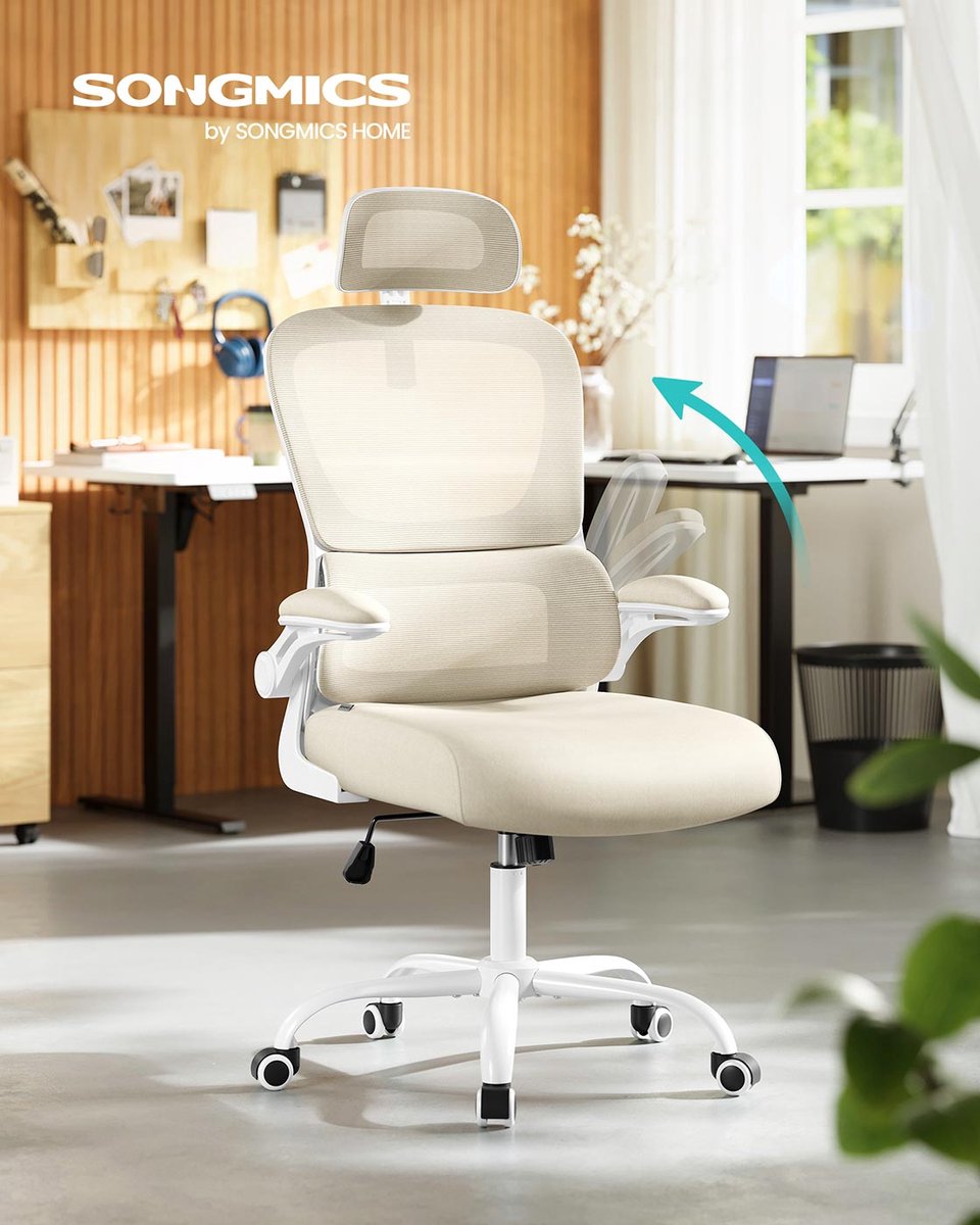 Ergonomische bureaustoel met mesh-stof en opvouwbare armleuningen thumbnail 2