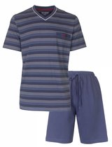 Paul Hopkins Heren Shortama - Strepen dessin - V Hals - Blauw - Maat L