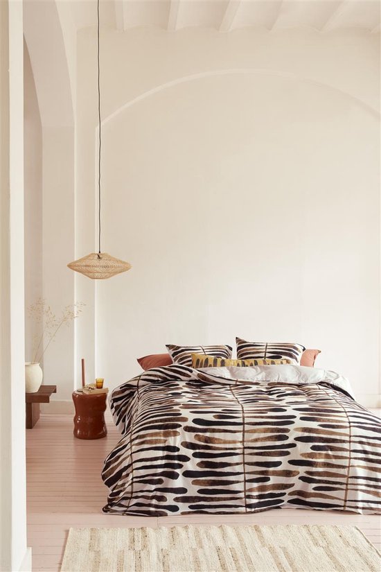 Housse de Couette VTWonen Botanic Stripe - Double - 200x200/220 cm - Rouge Brique