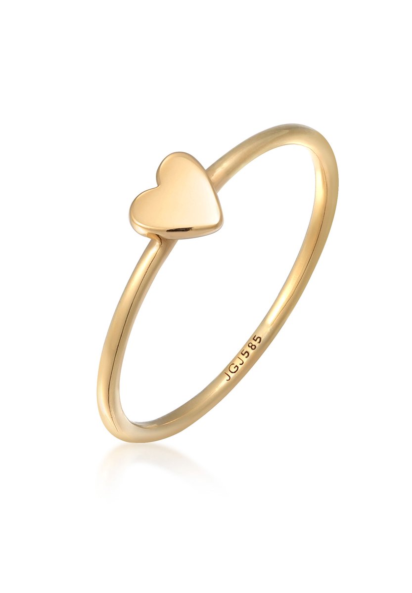 Elli PREMIUM - Ring - Dames Stack hart liefde verloving in 585 geel goud - Dames