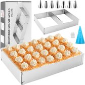 Melino ® Cadre De Cuisson Rectangulaire Réglable – Moule Extra Stable Carré Pour D'excellents Résultats De Cuisson | Réglable En Continu Pour Les Pâtisseries Et Les Pâtisseries Amateurs