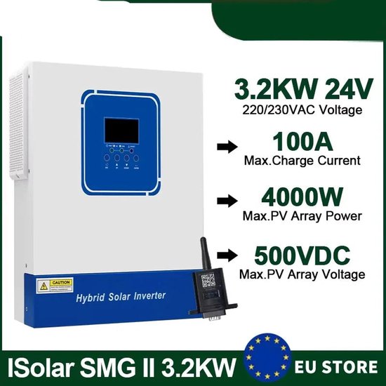 Growatt hybride omvormer op zonne-energie, 5000 W, 48 V DC tot 230 V AC, all-in-one zuivere sinus omvormer met 100 A MPPT controller, werkt voor 48 V loodzuur/lithium/gebruikers en zonder batterij
