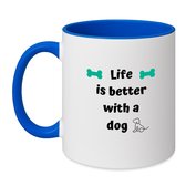 Hacebo® - la vie est meilleure avec une tasse à café pour chien bleu mer - Chiens - amoureux des chiens - tasse à thé - tasse à café - anniversaire - cadeau - cadeau - tasse à café - capacité 350 ML