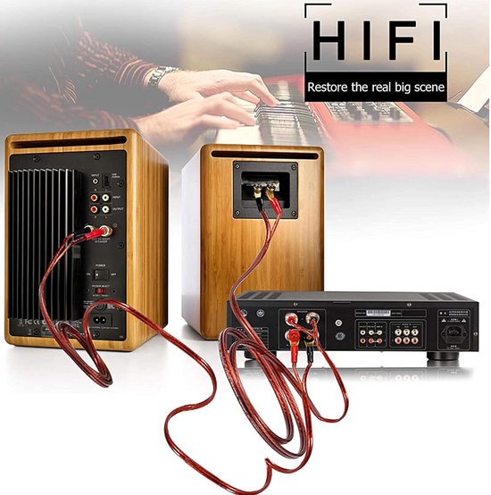 CESS-027L HiFi Speaker Kabel Jumpers Draad 6 - Spade Plug naar Banana Plug Speaker Jumper Cable - 4 Pack (Grote Vork