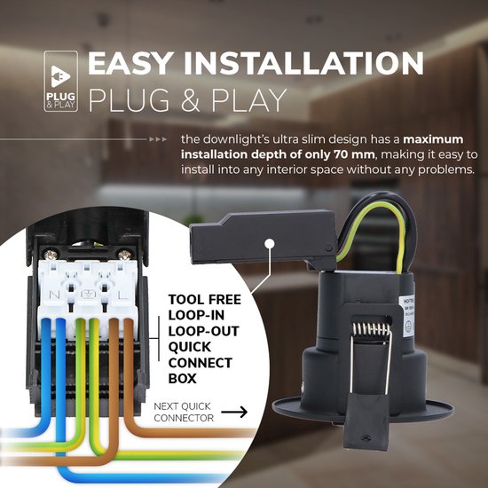 6x HOFTRONIC Malta - Dim to warm inbouwspot - LED - Rond zaagmaat 60-67mm - Zwart - Dimbaar - Kantelbaar - 5 Watt - 480 lumen - 230V - 1800-2700K - Plafondspots - Inbouwspot voor badkamer en buiten - 5 jaar garantie