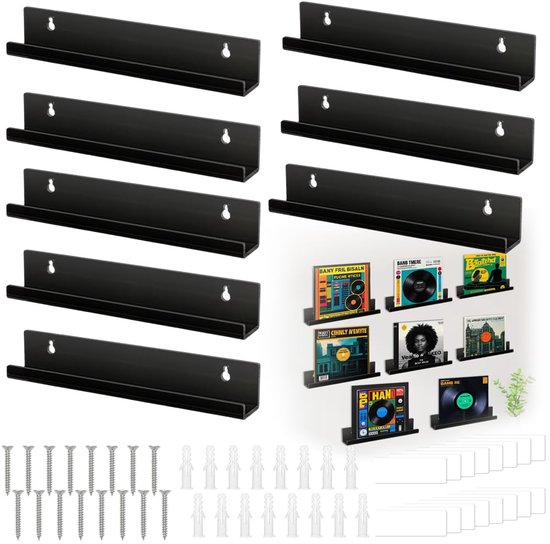 Opslag van acryl vinylplaten, vinyl houder voor wandmontage, acryl, bevat 30 platenhouders 30 schroeven 30 rubberen stoppers, voor vinylplaten, foto's