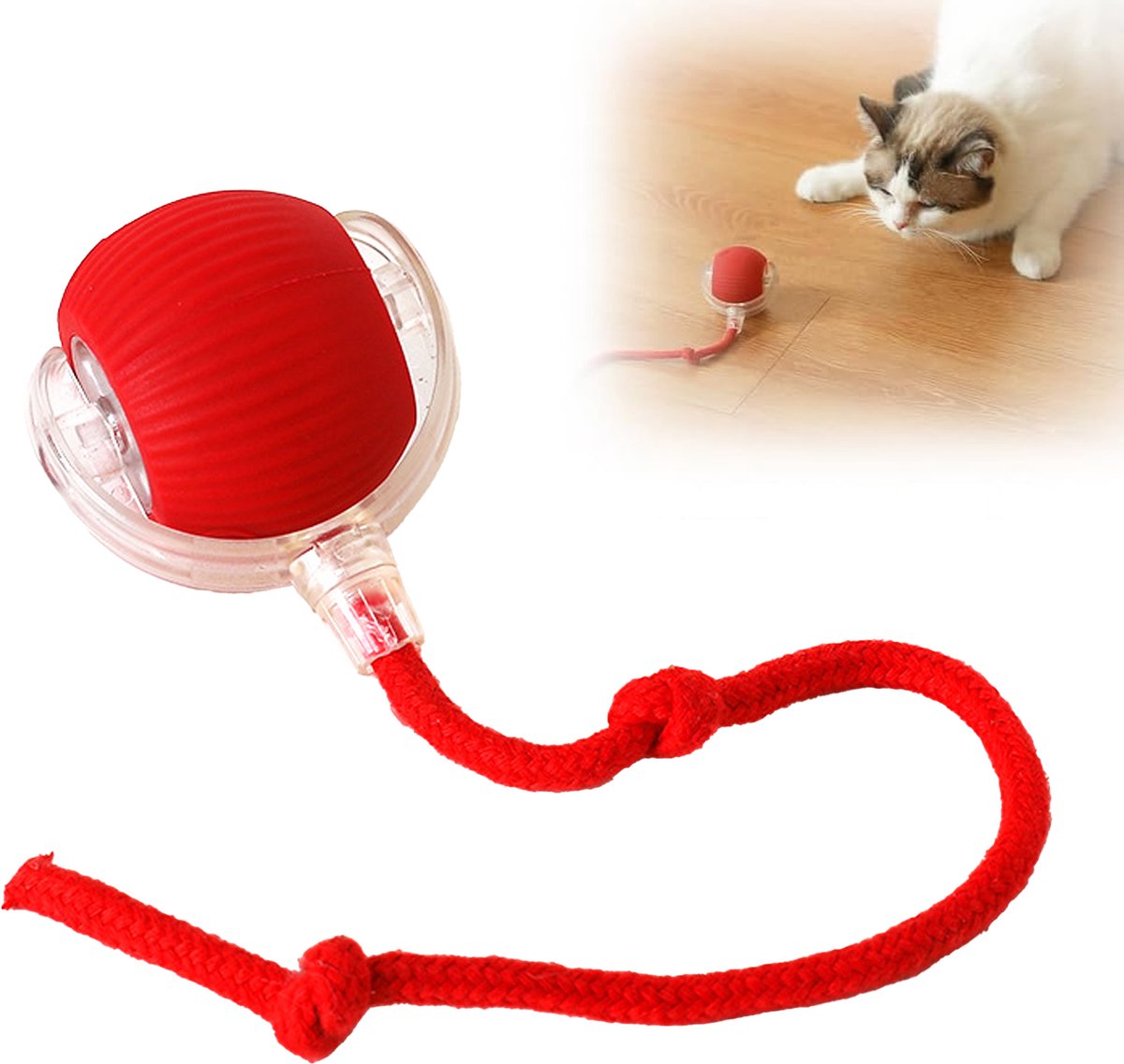 2025 – Mobiel kattenspeeltje – Elektrische hondbal – Kattenspeelbal geschikt voor kleine en grote katten, 4 werkmodi – 360° draaiende slimme bal – Geschikt voor katten en honden