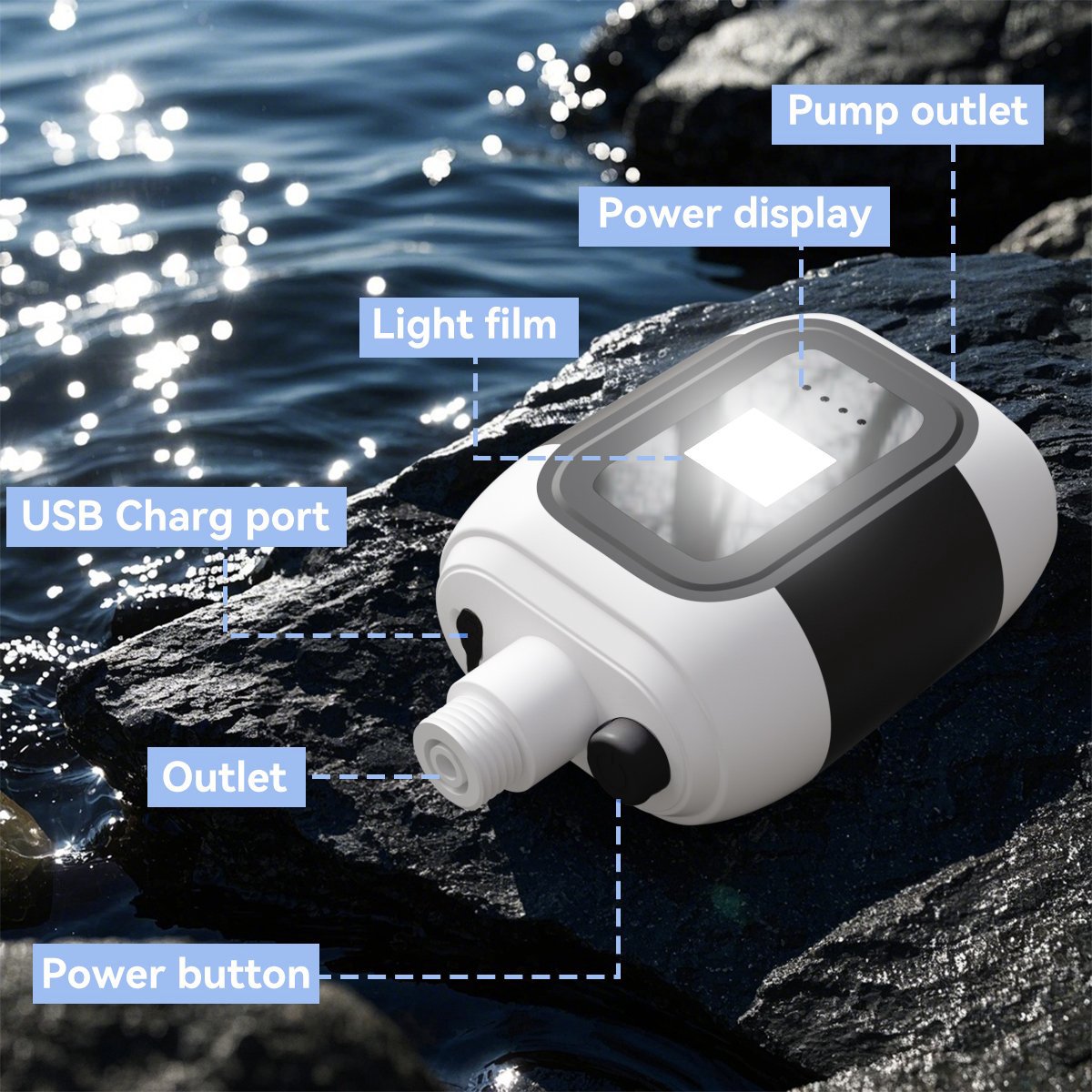 SMH LINE® Camping Douche - Buitendouche - Tuindouche - Draagbare Douche - Mobiele Douche - Incl. douchkop en oplaadbare Accu - HYDROPORT thumbnail 8