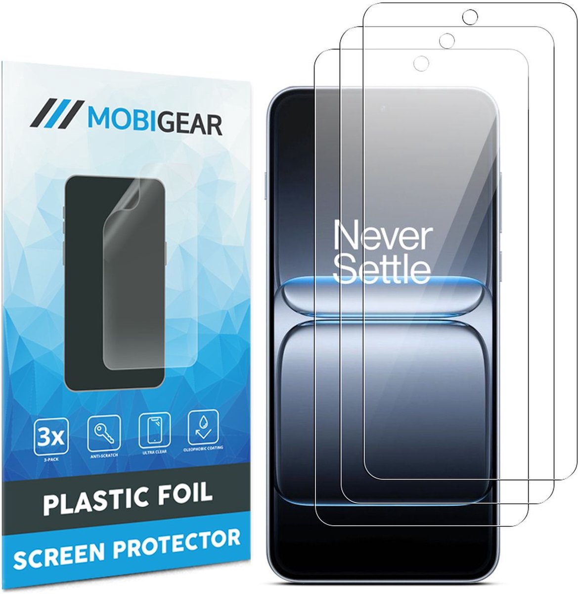 Mobigear Screenprotector geschikt voor OnePlus Nord 5 | Mobigear Screenprotector Folie - Case Friendly (3-Pack)