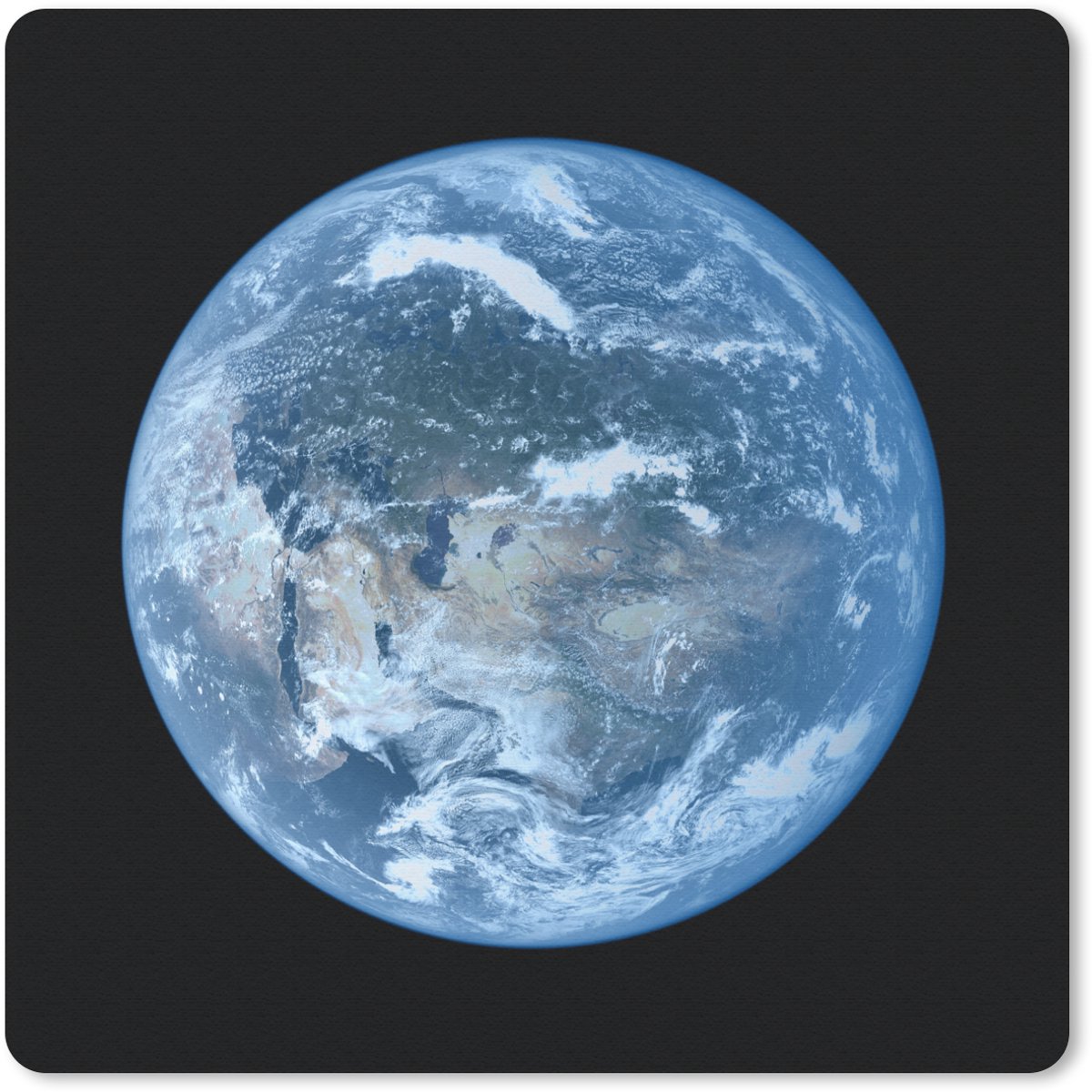 Muismat 20x20 cm - Mousepad Satellietbeeld van een lichtblauwe aarde - Muismatten