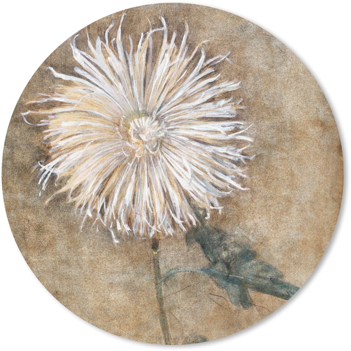 Muismat rond 40x40 cm - Mousepad Chrysant - Piet Mondriaan - Oude meesters - Ronde muismatten