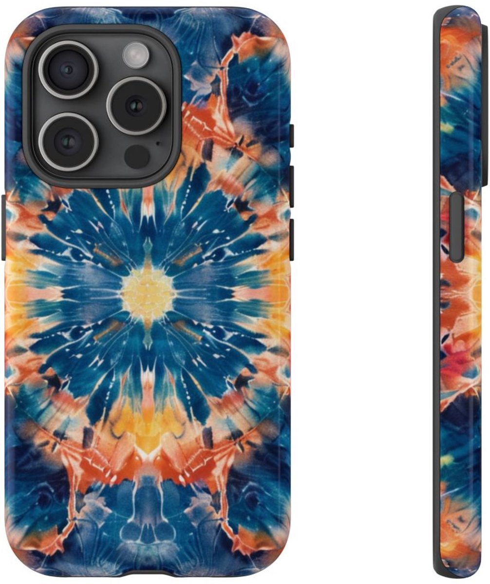 Vrolijk Tie-Dye Mandala Patroon – Telefoonhoesje Geschikt voor iPhone 15 Pro
