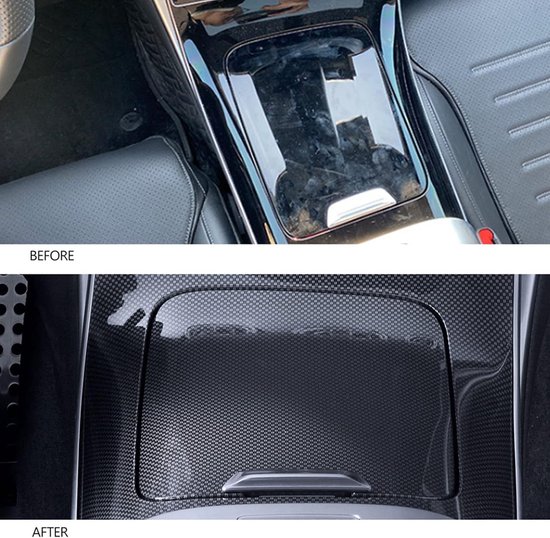 Versnellingspookpaneelbekleding - 2 Stuks Centrale Bedieningspaneelbekleding - Koolstofvezel Stijl - Vervanging voor LHD Auto's van Merkloos	 — afbeelding 2