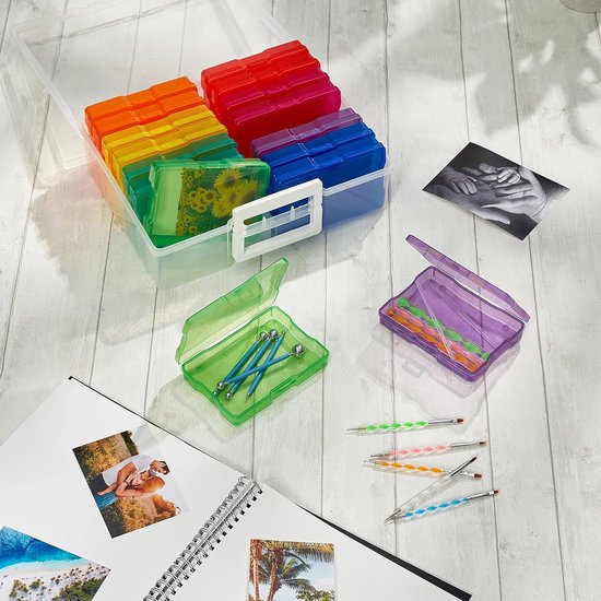 HEFTMAN 5 x 7 foto-opbergdozen - doorzichtige opbergdoos met 6 binnenvakken, geschikt voor 600 foto's - transparante organizer voor kantoorbenodigdheden, kabels, stickers HEFTMAN 5 x 7 foto-opbergdozen - doorzichtige opbergdoos met 6 binnenvakken, geschikt voor 600 foto's - transparante organizer voor kantoorbenodigdheden, kabels, stickers
