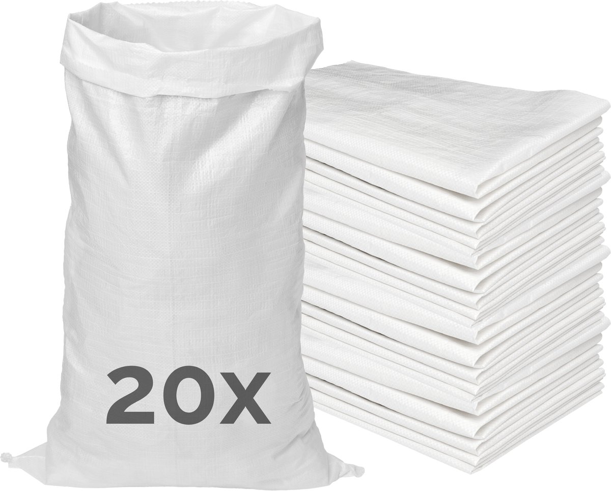 Garronda - Polypropyleen Zak - 105 x 65 cm – 20 Stuks – Tuinafvalzak - Geweven Zakken van PP - Voor zand en opslag – Scheurvast - Belastbaar tot 50 kg – Veelzijdig inzetbaar – Zandzakken – Tuinzak – Hoogwaterbescherming – GD-ROM-Bag80