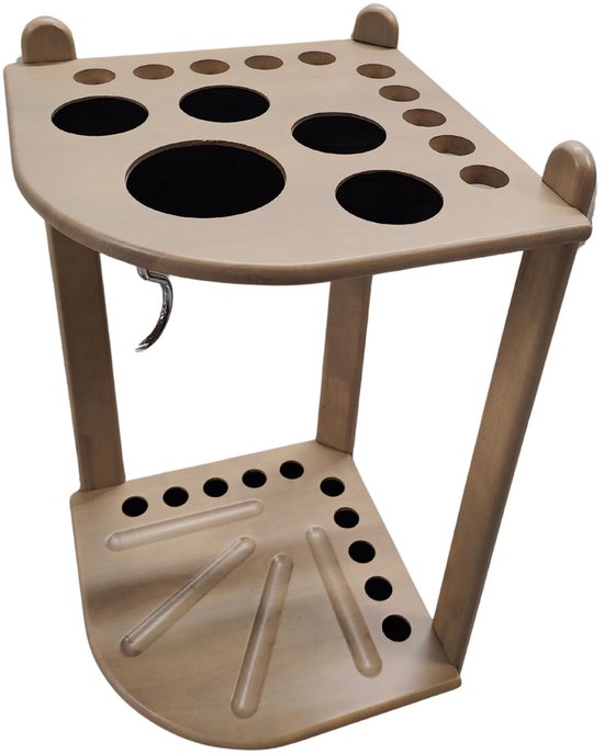 keu rek staand laag, luxe 1/4 hoek grey-oak voor pool-, biljart- & snookerkeu's