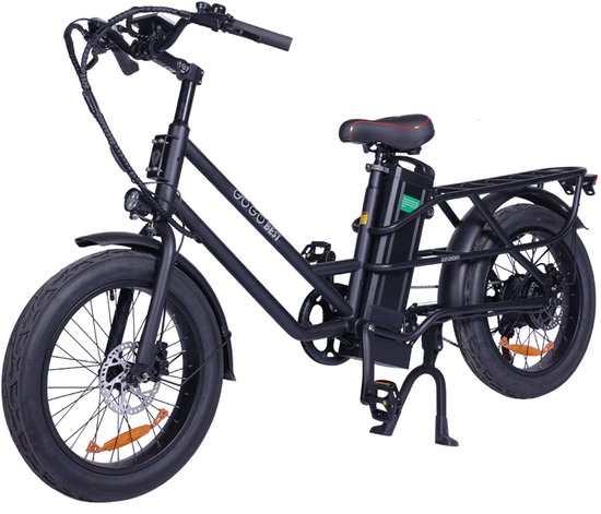 Elektrische Fatbike 250W 48V 15,6Ah 80km bereik 20″x3,0″ banden dubbele hydraulische schijfremmen zwart