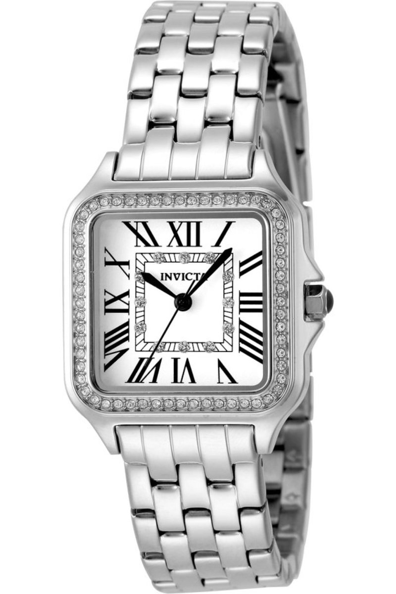 Invicta Angel 48994 Dames Horloge - Waterdicht - Analoog - Quartz Uurwerk - Roestvrij Staal met zilveren Wijzerplaat - 28mm