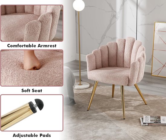 Ya-Home Fluwelen Accent Stoel Gestoffeerde Lounge Fauteuil met Metalen Poten, Moderne Bloemblaadje Zijstoel Hoekstoel voor Woonkamer/Slaapkamer, Teal