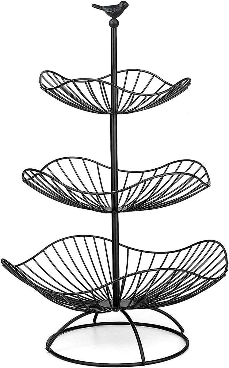 MKSS® Fruitschaal - Fruitmand Etagere 3 laags - Zwart