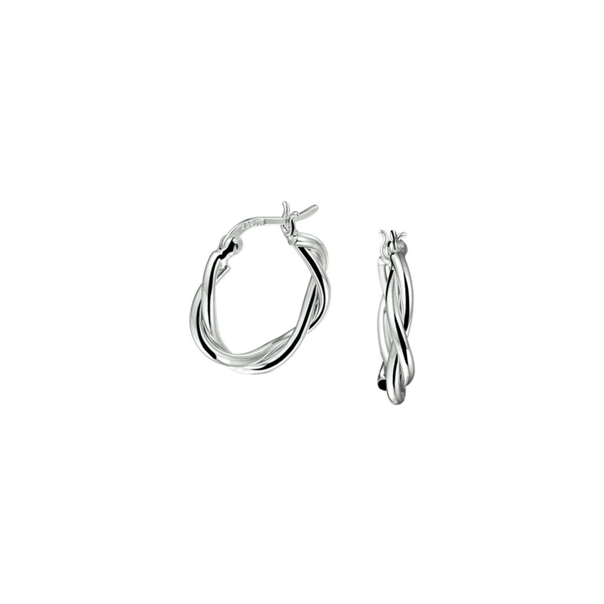 Zilver Gerhodineerd Oorringen Gedraaide Buis 1337445