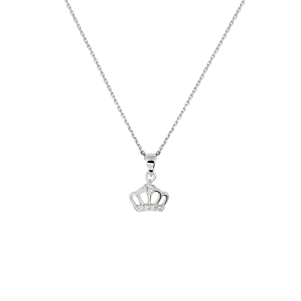 Collier kroon zirkonia 36 + 4 cm