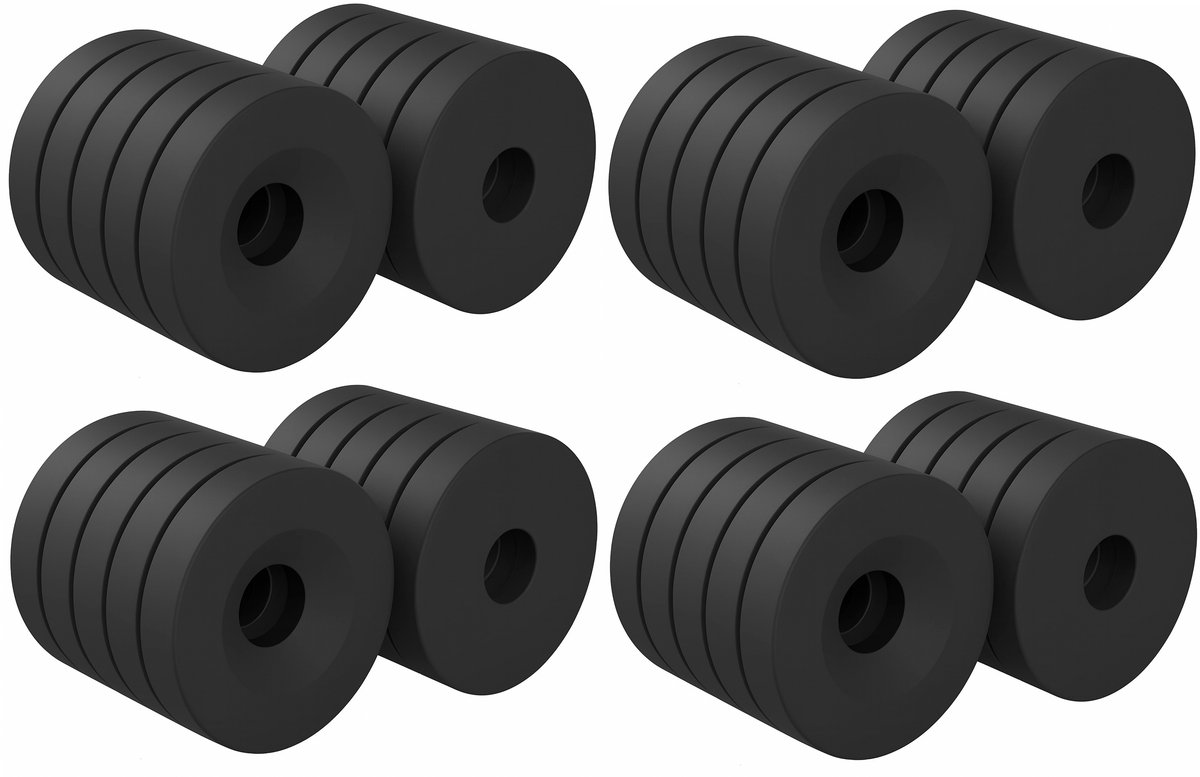 Brute Force ringmagneten met schroefgat – 15x4 mm – N52 neodymium – epoxy coating – set van 40 stuks – verzonken gat Ø4 mm – zwart