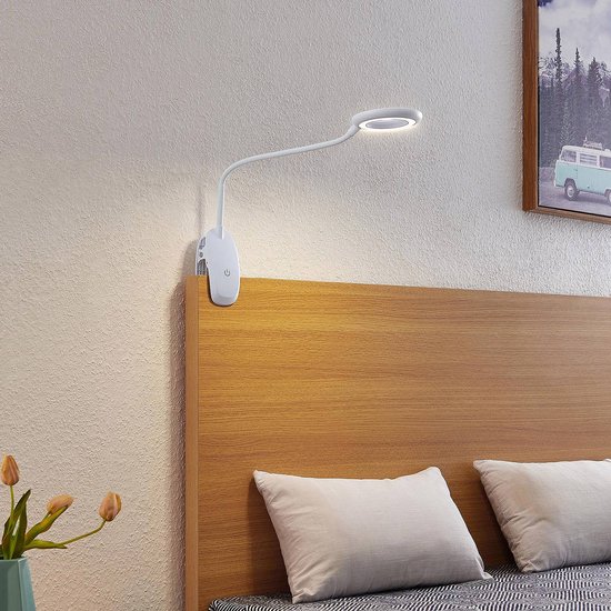 PRIOS - Lampe à pince - avec variateur Touch - 1 lumière - ABS, polycarbonate - H: 51 cm - blanc - Source lumineuse incluse
