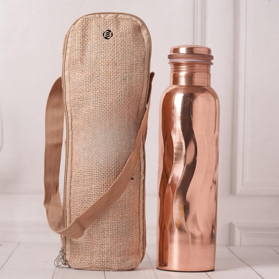 Hand gefertigte Wasser flasche aus reinem Kupfer 2er-Set für Reisebüro und gesun Hand gefertigte Wasser flasche aus reinem Kupfer 2er-Set für Reisebüro und gesun