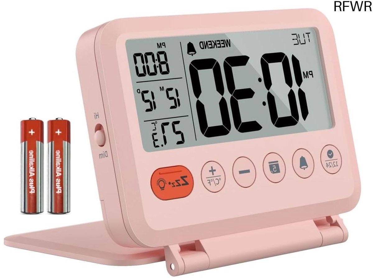 RFWR® Digitale Reiswekker met Achtergrondverlichting, Snooze en Weekendmodus
