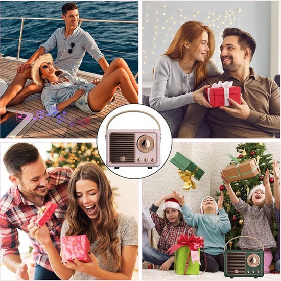Retro bluetooth speaker- vintage decor - draagbare draadloze bluetooth speaker - Roze van Merkloos — afbeelding 5