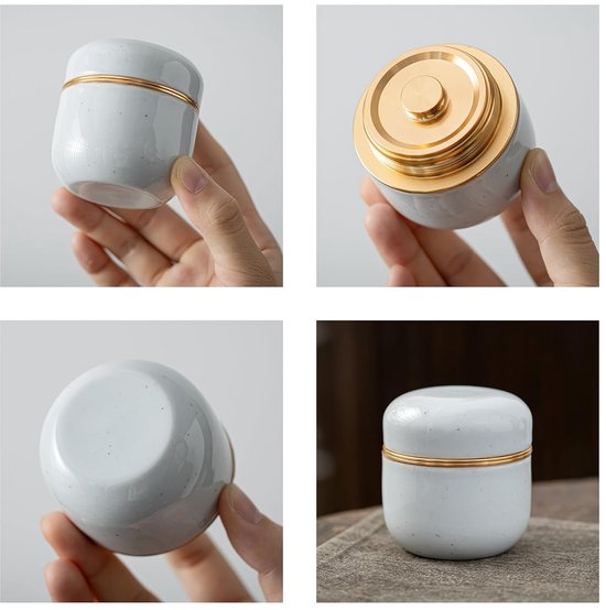 WIYETY Kleine keramische voorraaddoos voor matcha, 160 ml, met deksel, voor thee, zout, muesli, levensmiddelen in de keuken, hemelsblauw