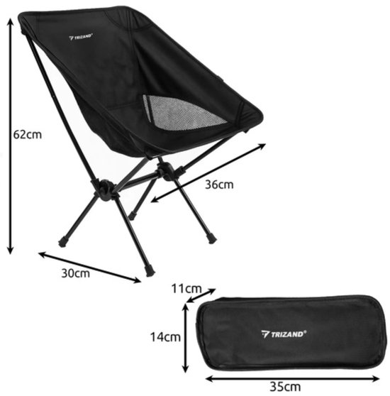 Trizand opvouwbare campingstoel - licht, sterk, compact - 120 kg draagvermogen — afbeelding 2