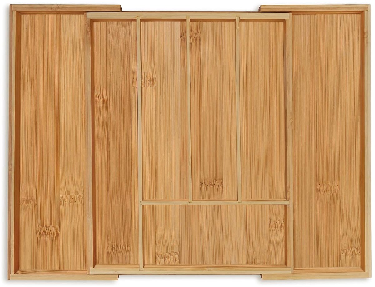 Uitschuifbare bestekbak - 5-7 vakken - bamboe - 5x35,5 cm