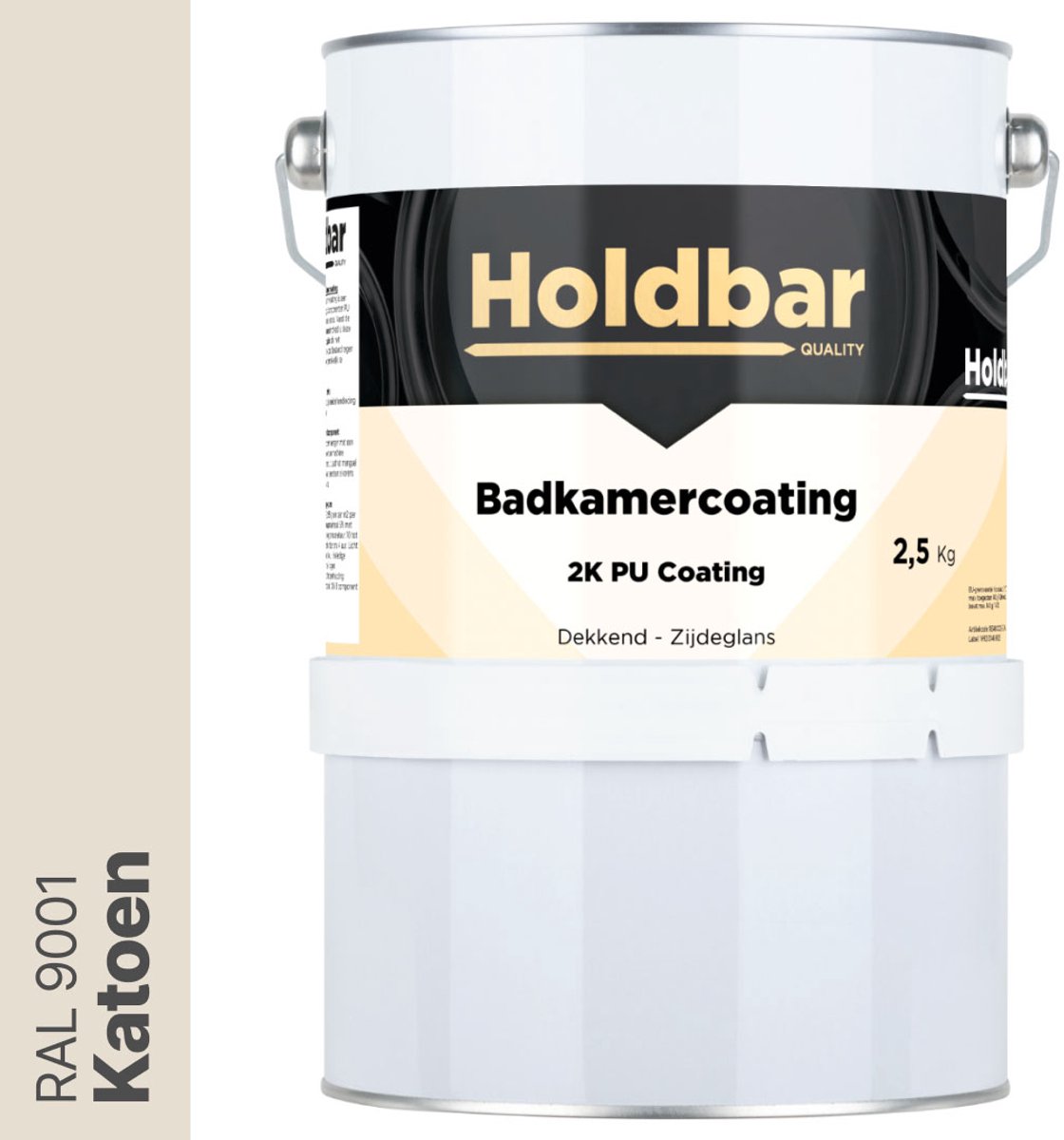 Holdbar Badkamercoating Katoen (RAL 9001) 2,5 kg - Badkamerverf - Tegelverf - Alle kleuren - Waterdichte Badkamer verf - Ook Toepasbaar in douchecel - Gemakkelijk te reinigen - 2 Componenten