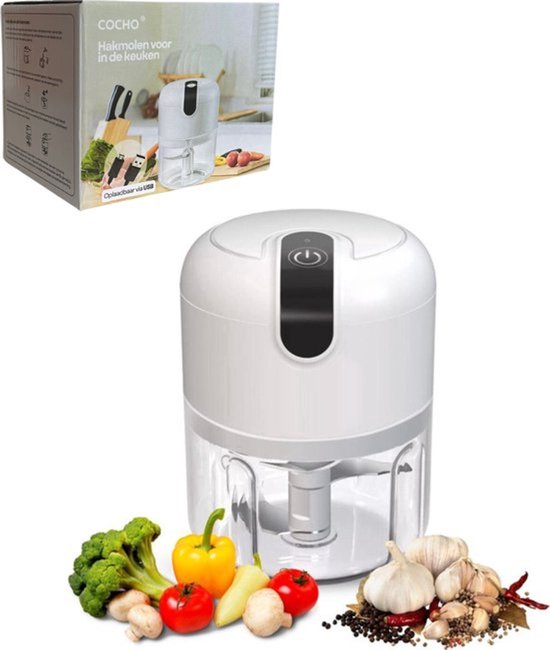 COCHO® Hakmolen elektrische - USB oplaadbal - Mini Portable Chopper - 250ml - Wit - Groentesijder van COCHO® — afbeelding 5