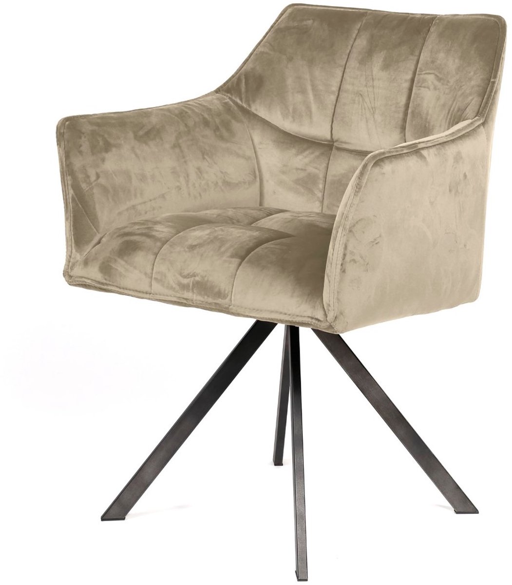 AnLi Style Armstoel raster draaibaar - Velours champagne - set van 2 Bruin