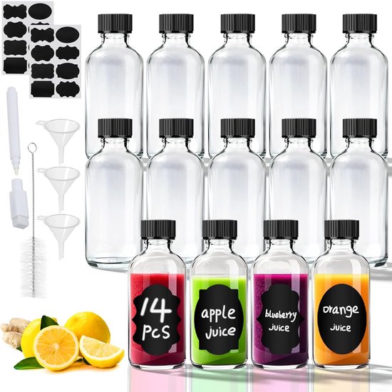 MWZEAUL Glazen Shot Bottles om te vullen, 24 stuks 60 ml herbruikbare