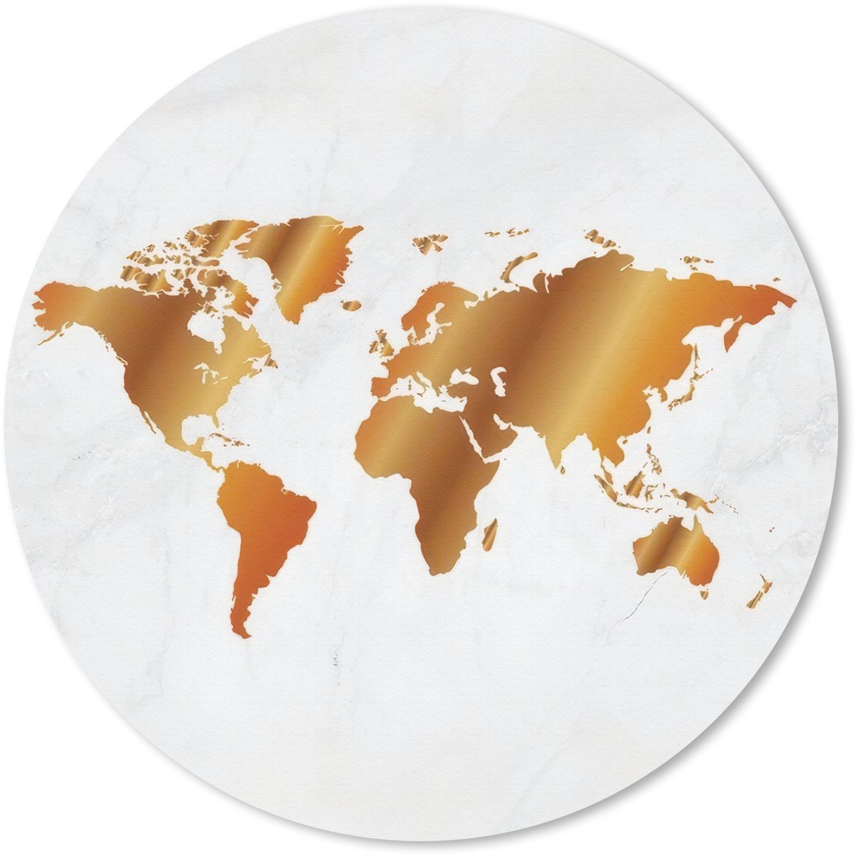 Muismat rond 30x30 cm - Mousepad Wereldkaart - Marmer print - Goud - Ronde muismatten
