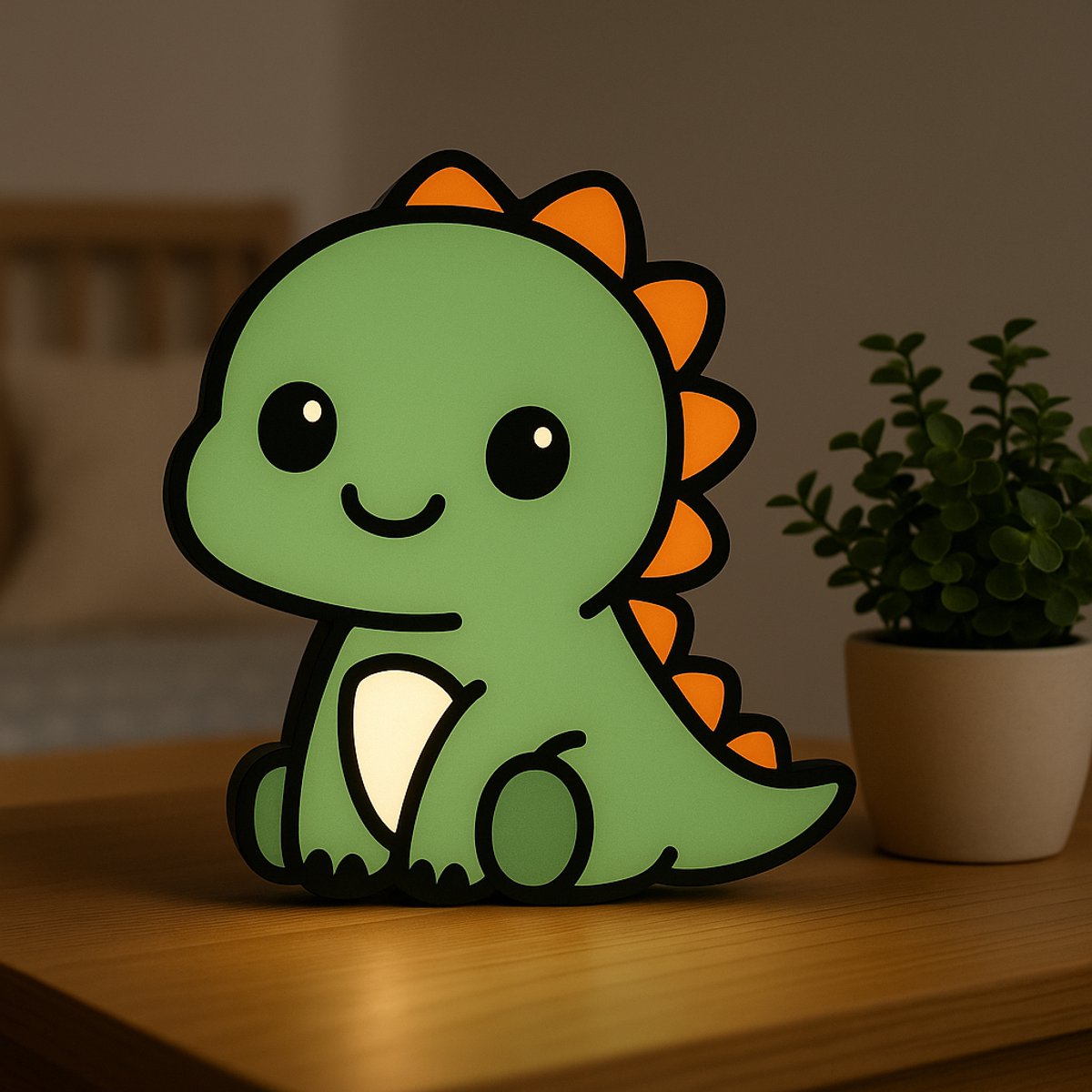 Schattige Dino Nachtlamp voor Kinderkamer – 3D Cartoon Lightbox met USB – Uniek Cadeau voo