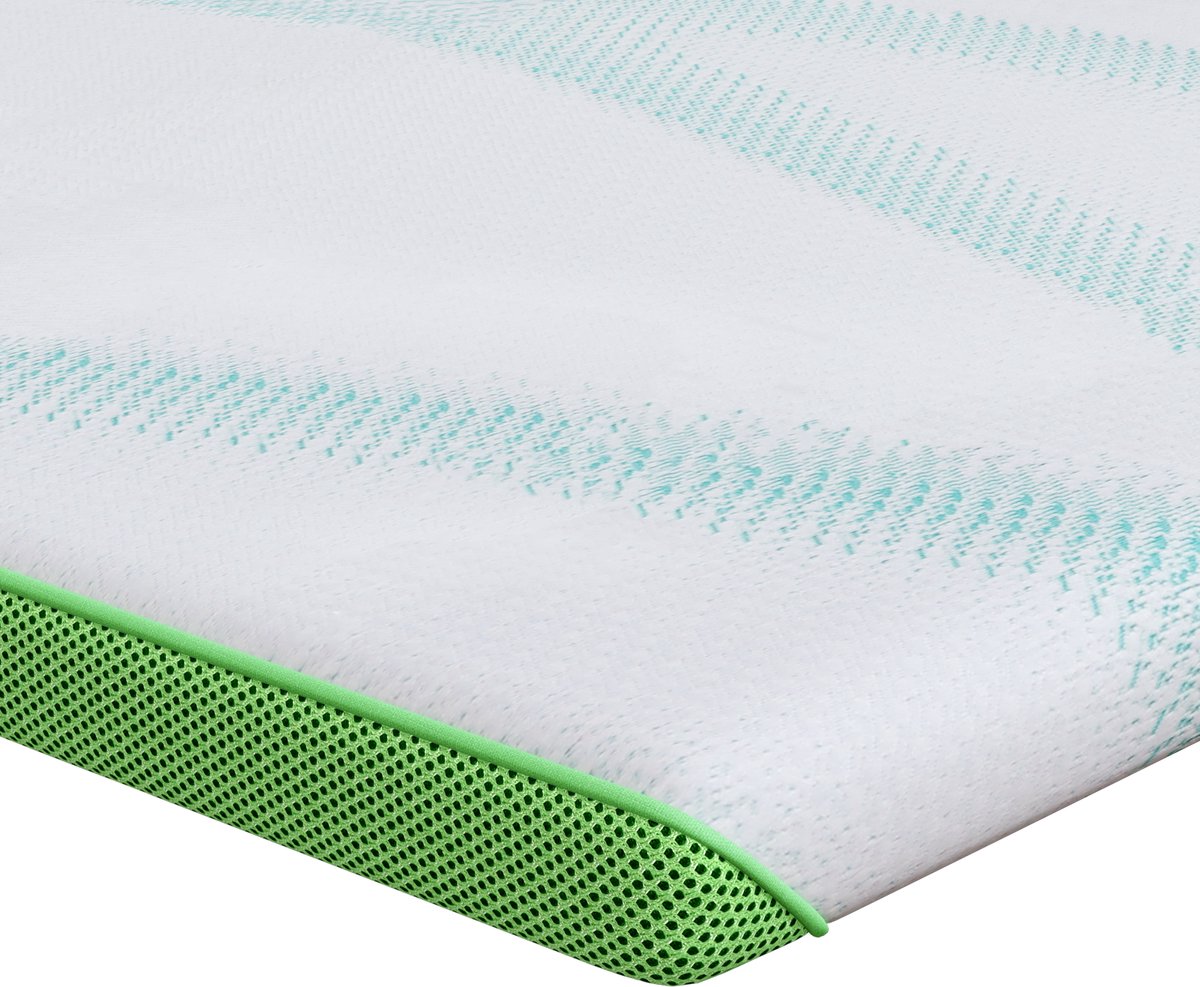 vidaXL - Matras - Topper - Wit - en - Groen - 180 - x - 200 - cm - Jacquard - Stof