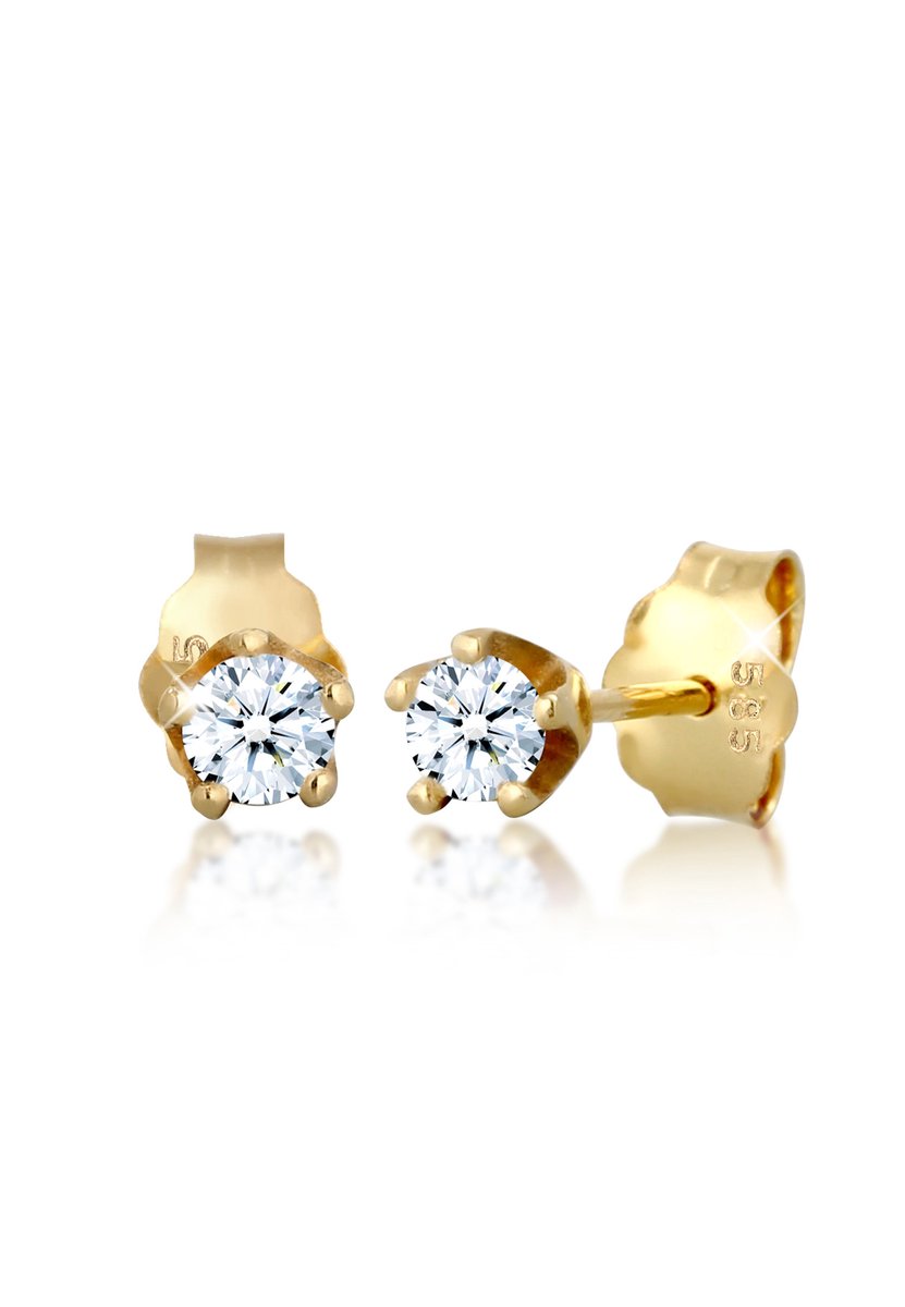 Elli PREMIUM - Oorbellen - Klassisch Elegant Diamant (0.22 ct.) 585 Gelbgold - Dames