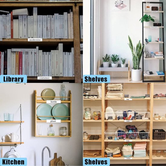 100 Stuks Label Houder Plank - Plastic Labelhouders voor Opbergbakken - Zelfklevend Aanbrengen op Planken - Dossiers - Lades - Kasten - Kantoor en Decoratieve Benodigdheden van Merkloos	 — afbeelding 2
