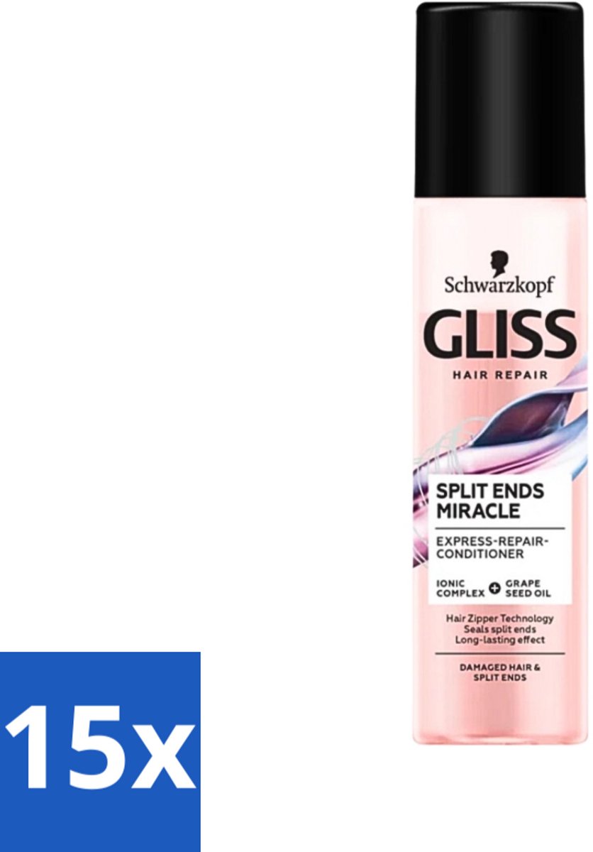 Gliss - Split End Anti-Klit Spray - Tegen Gespleten Haarpunten - 200 ml - Bulkverpakking - 15 stuks