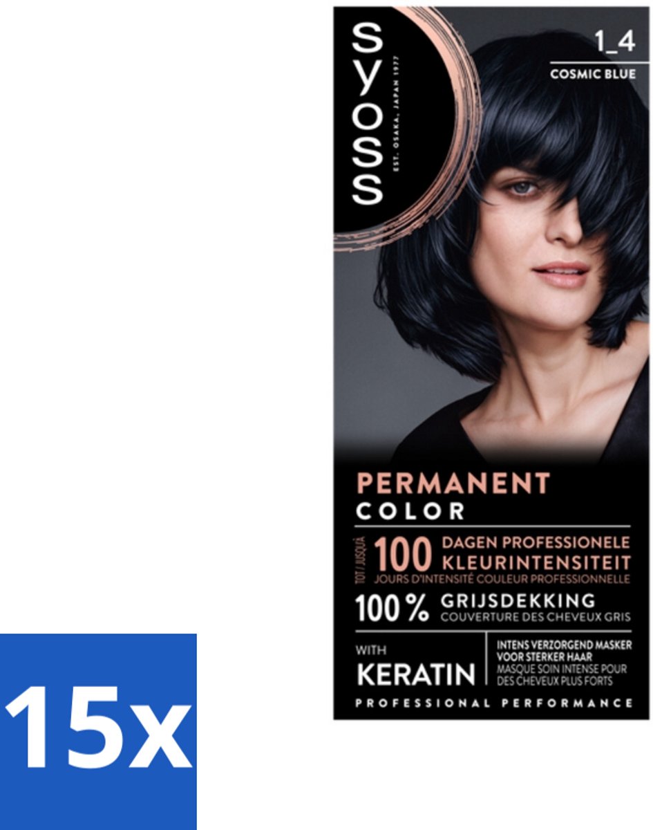 SYOSS - Coloration 1-4 Cosmic Blue - Haarverf - Grijsdekking - Vermindert Haarbreuk - Bulkverpakking - 15 stuks