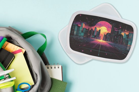 Lunch Box Wit - Lunch Box Ville - Bâtiments - Soleil - Jaune - Lunch Box 18x12x6 cm - Lunch Box Pain - Boîtes à pain pour Enfants et Adultes