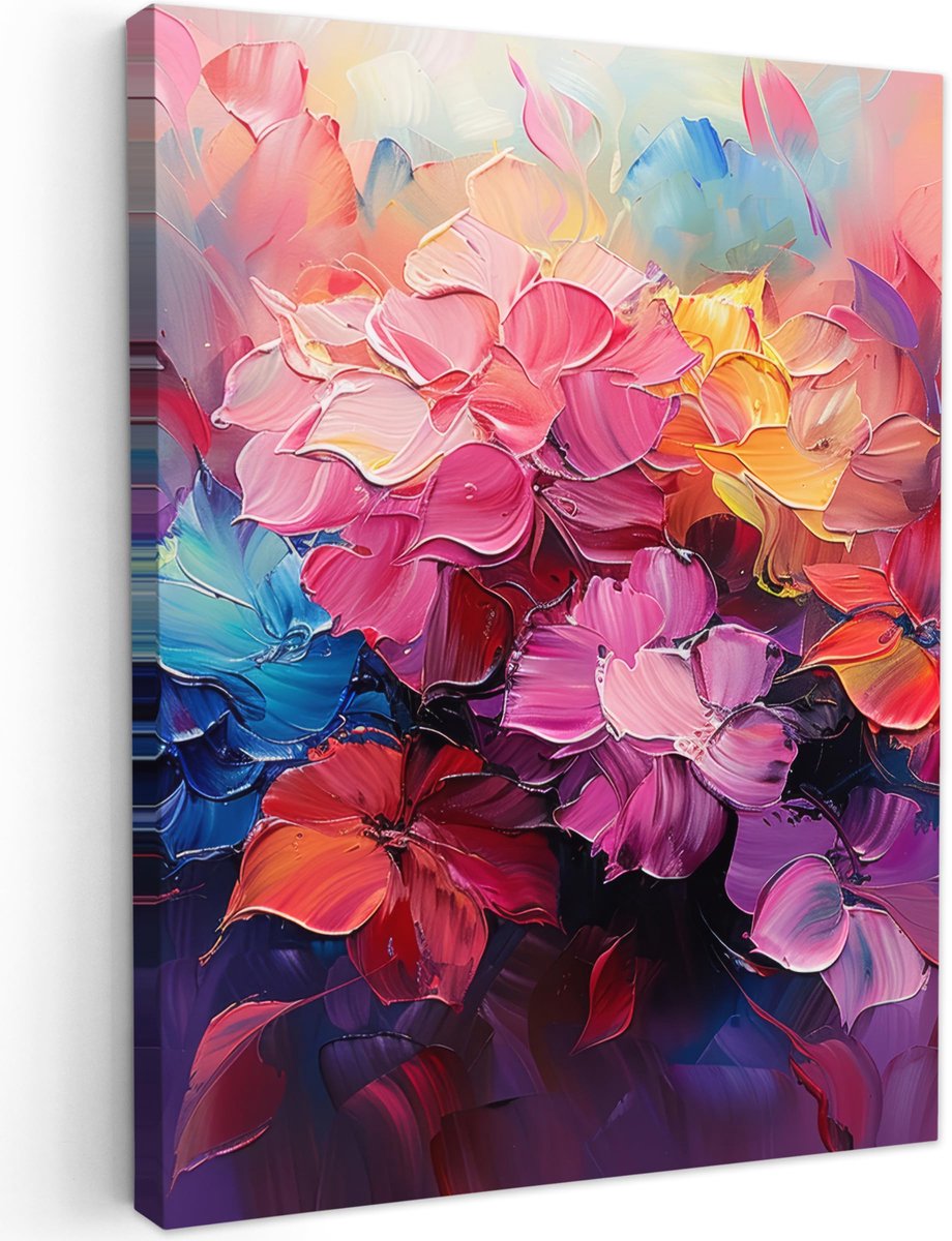 Ibenzoa Canvas Wanddecoratie 30x40 cm - Moderne Roze Bloemen Kunst voor Elke Kamer Aquarel - Bloemen