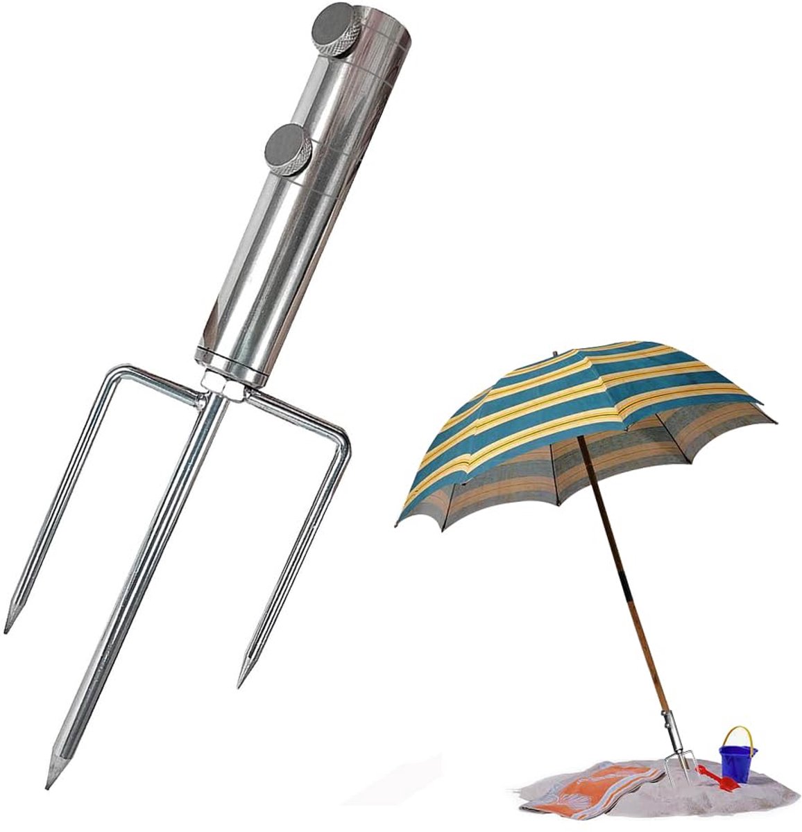 Ibenzoa® Multifunctionele Parasolhouder met Verstelbare Grondpen voor Buitenactiviteiten
