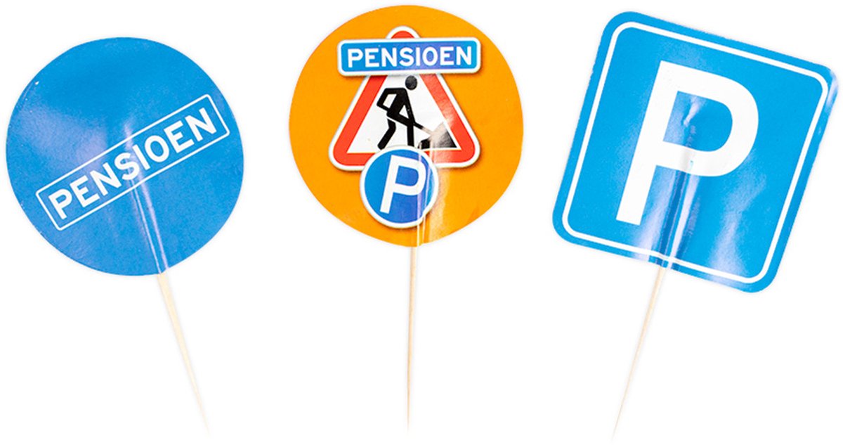 Cocktail prikkers | Pensioen | blauw | oranje | breedte 4.5 cm | 2x9 stuks